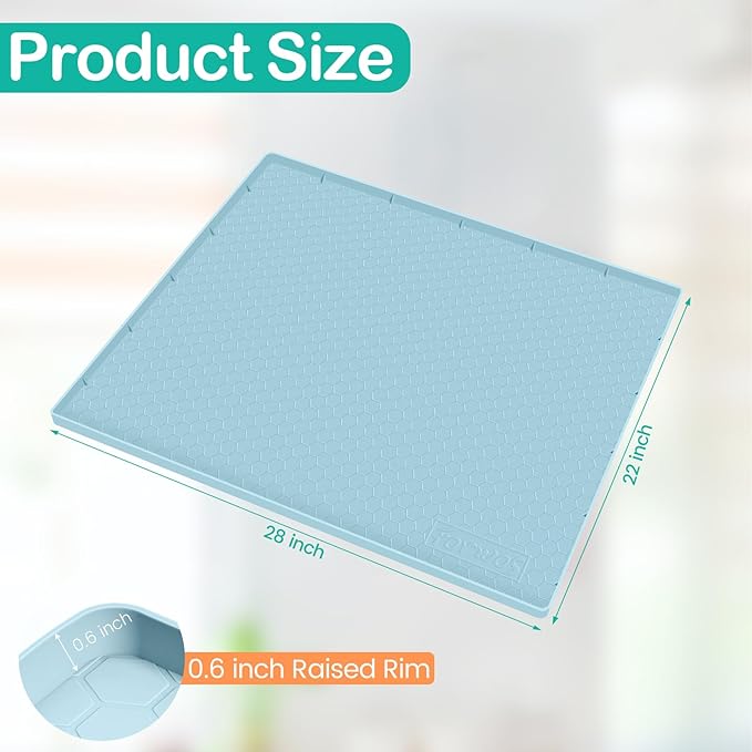 Waterproof Under Sink Mat 28" x 22", Silicone Cabinet Liner, Rubber Protector for Kitchen and Bathroom, Keeps Cabinets Clean, Dry, and Organized (Light Blue) - Image 2