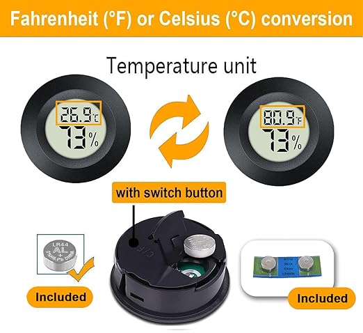 3 Pack Mini Hygrometer Thermometer Digital Humidity Meter Indoor/Outdoor Humidity Monitor Reptile Thermometer for Humidors Garden Cellar Greenhouse ℉/ ℃ (3) - Image 4