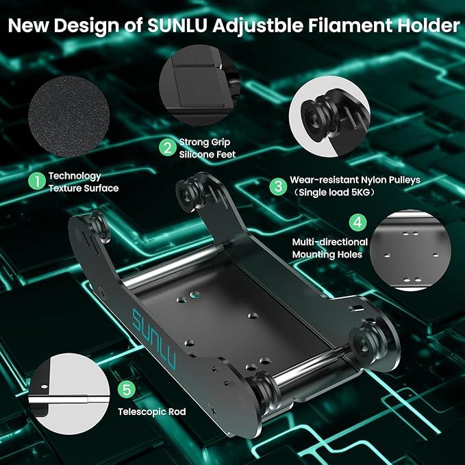 SUNLU 3D Printer Filament Holder, Filament Spool Holder, Easy to Turn, Easy to Adjust, 1 Piece, Black - Image 4