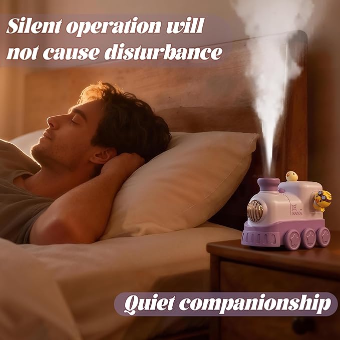 Portable Mini Humidifier,300ml USB Desktop Personal Cool Mist Small Humidifiers,2 Mist Modes,Auto Shut-Off,Mute for Bedroom/Home/Nursery/Office,Cute Mini Humidifier With Night Light (Purple) - Image 6