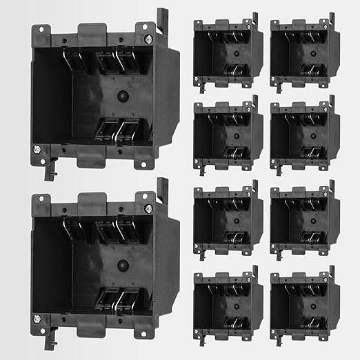 Fire-Rated 2-Gang PVC Black Electrical Box, 25 Cubic Inch – ETL Listed, Black Electrical Outlet Boxes 2-Hour Fireproof for Home Improvement (10-Pack) by YQMIGU
