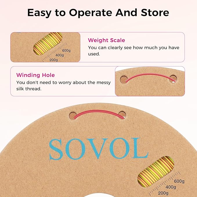 Sovol Silk PLA Filament 6KG Kit, Silk Tri Color & Dual Color Co-Extrusion PLA Materials, Shiny Multicolored Fast Change Rainbow 3D Printer Filament, 1.75mm 1kg/ 2.2lbs +/-0.03mm - Image 8