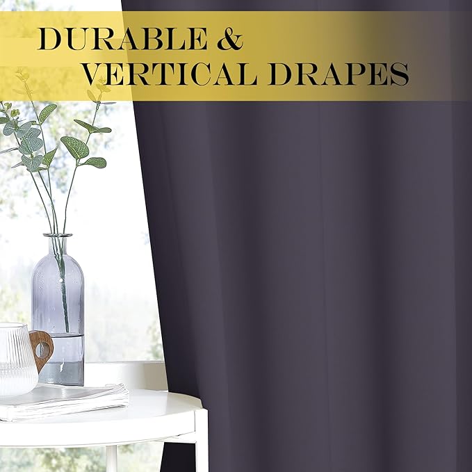 NICETOWN Blackout Sliding Glass Door Curtains, Room Darkening Thermal Insulated Curtains for Living Room Bedroom, Extra Wide Window Drapes, 1 Panel, W80 x L118, Greyish Purple - Image 3