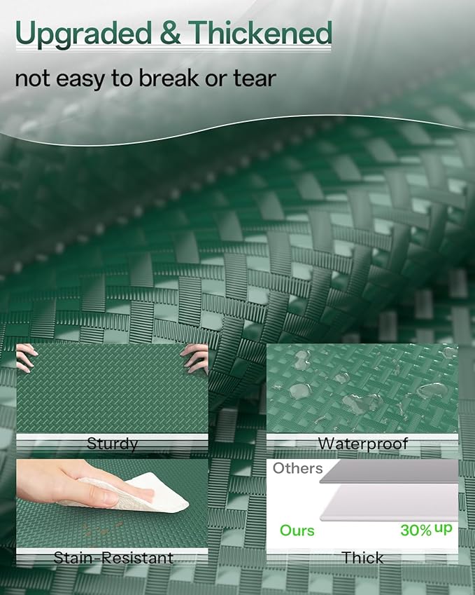 Shelf and Drawer Liner for Kitchen Cabinet, Non-Adhesive 12in x 120in Waterproof Contact Paper Refrigerator Liners Thickened Durable EVA Material Non Slip Mat for Dresser Cupboard Pantry Protector - Image 2