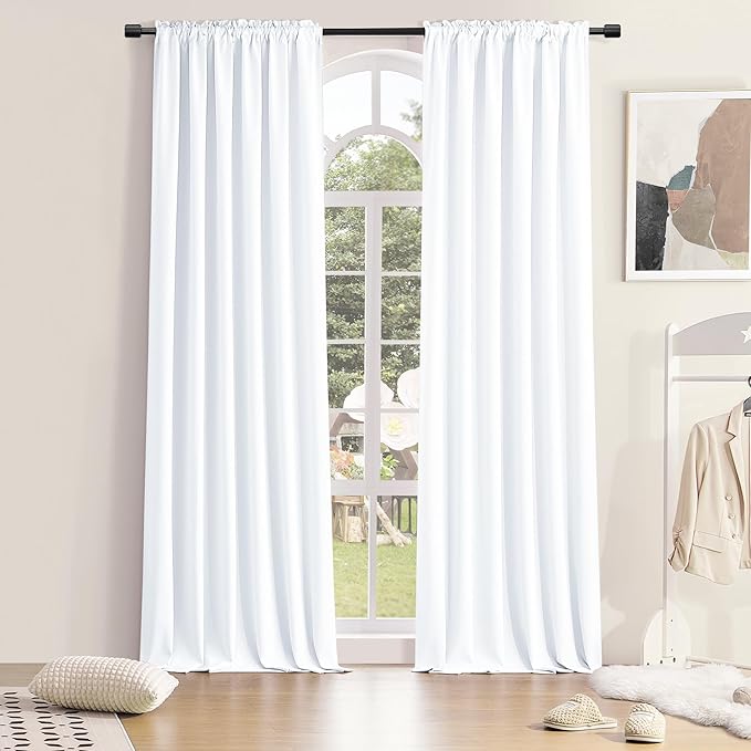 Room Divider Curtains for Bedroom Sliding Glass Patio Door - 50% Light Blocking Hallway Window Covering Curtain Draperies for Large Window,Pure White,5FT x 8FT,60" Wide by 96" Long by DONREN