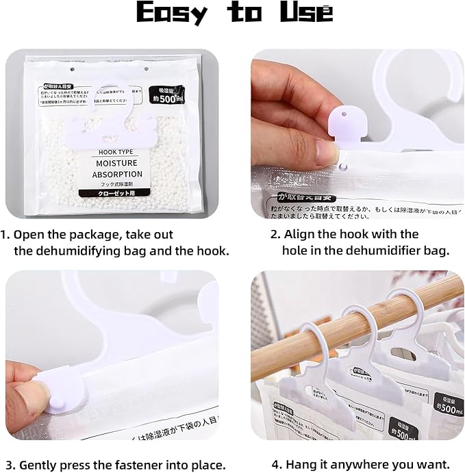 Hanging Moisture Absorbers, Portable Dehumidifier Bags, Fragrance Free Humidity Absorber for Closet, Suitable for Bedroom, Bathroom, Kitchen (230g/Pack, 10 Packs) - Image 6