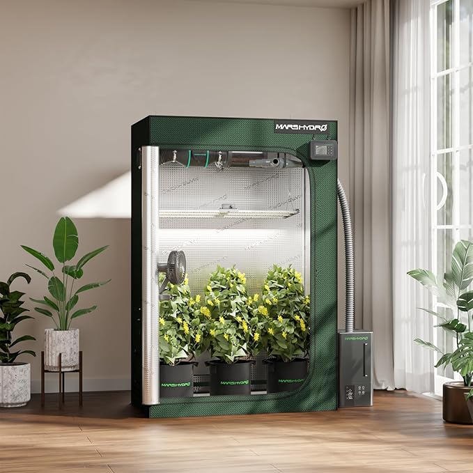 MARS HYDRO 4x2x6 Grow Tent Pro,48"x24"x71" 2000D Thickened Polyester Canvas & High Reflective Mylar, Larger Observation Window, Controller & Socket Hanger,for TSL2000/SP3000 Indoor Plant Growing - Image 2