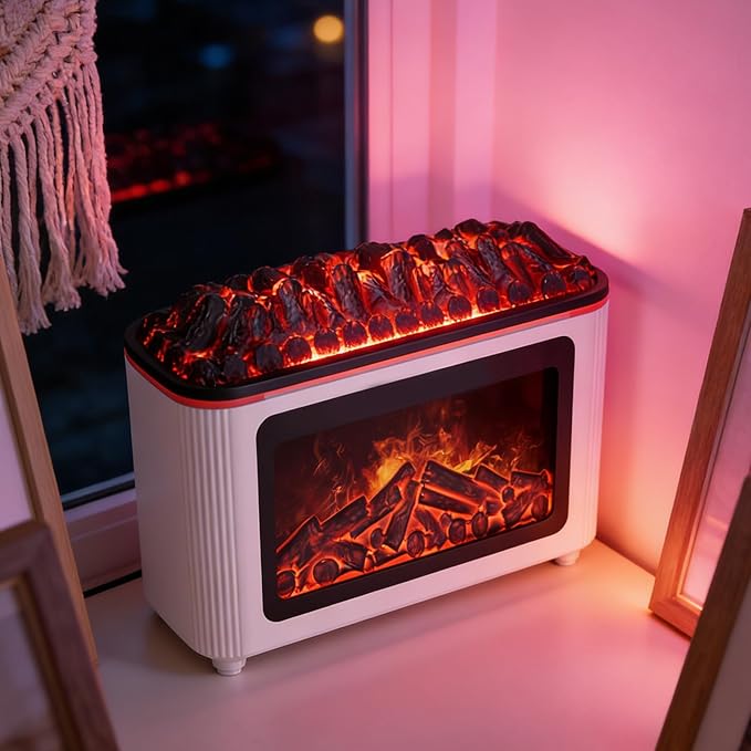 Fireplace Diffuser - 160ml Ultrasonic Quiet Home Decor with 7 Flame Colors,Flame Air Diffuser,for Bedroom Offices Car Living Room Spa Yoga Meditation Hotel Restaurant Retail - Image 3