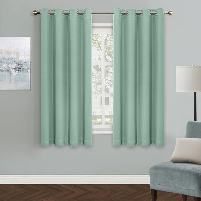 MYSKY HOME Aqua Blackout Curtains for Living Room, 63 Inch Long Grommet Room Darkening Curtain for Bedroom, Amazing Triple Weave Thermal Insulated Curtain, 1 Curtain Panel, 52 x 63 Inch, Aqua by MYSKYHOME