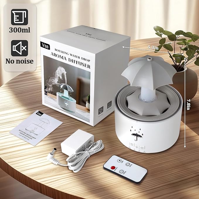 Essential Oil Diffuser for Home, Bedroom Humidifiers, Air Scent Aroma Aromatherapy Ultrasonic Humidifier Machine Timer Small Mini difusor de Aromas para casa Living Room Office Decor Gifts Raindrop - Image 6