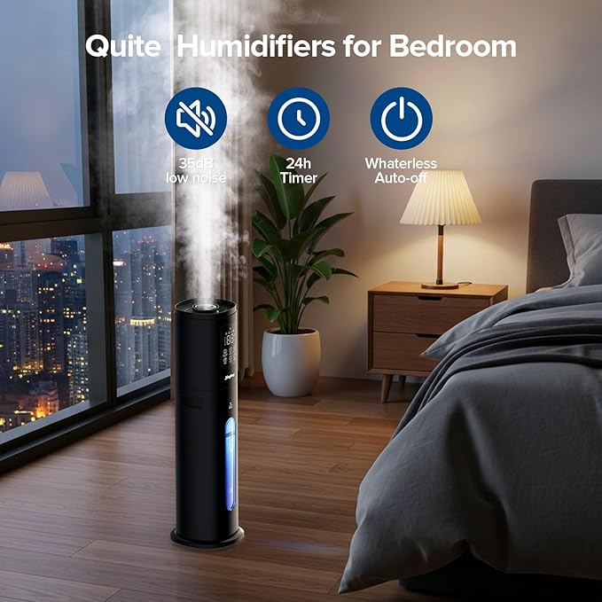 Humidifiers for Bedroom Large Room with Smart App & Remote Control, 7L/1.85Gal Room Humidifier, 4 Mist Levels Large Humidifier for Home Charcoal - Image 2