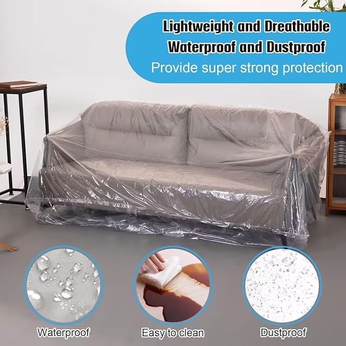 Plastic Couch Cover,Clear Sofa Cover,Waterproof Furniture Covers for Moving and Storage,Couch Cover Moving Bags for Sofa,Plastic Sofa Bag Furniture Protectors,Sofa Slipover,Recliner Cover - Image 4