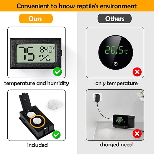 4 PCS Rectangle Reptile Thermometer and Humidity Gauge for Bearded Dragon Accessories, Reptile Tank Accessories for Jumping Spider, Leopard Gecko, Hermit Crab, Gecko, Ball Python, Lizard - Image 4