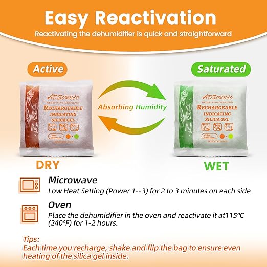 Adsorbco Rechargeable Desiccant, Indicating Silica Gel Packets, Moisture Absorbers for Storage, Gun Safe Dehumidifiers (15, 30g) - Image 6
