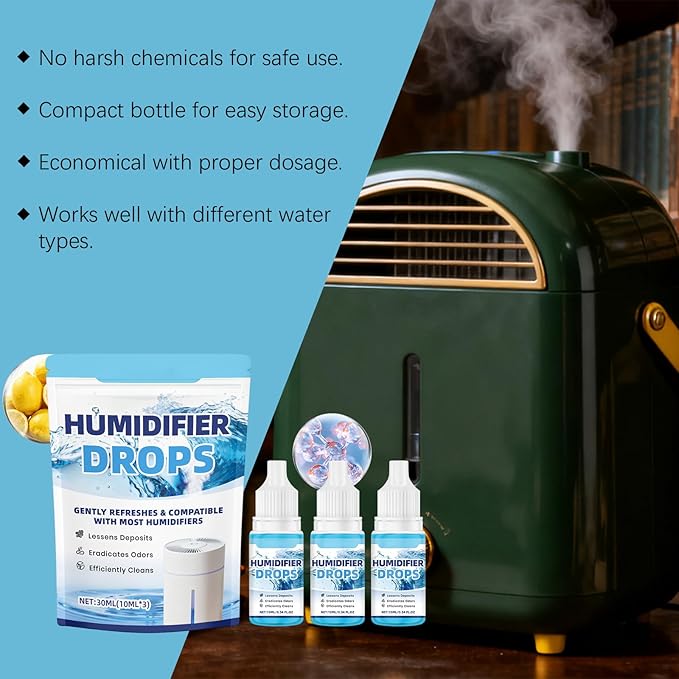 Humidifier Cleaner Drops, Slows Buildup & Scaling, Humidifier Solution for All Makes & Models, Cleans & Deodorizes Water, 3pcs - Image 6