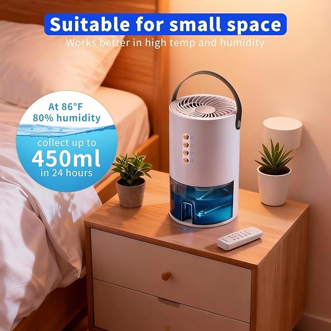 Dehumidifiers for Home, 60 Oz Small Dehumidifier for Basement. Portable Dehumidifier for Bedrooms, Bathrooms, Closets, and RVs, with Automatic Shut-off And Color Indicator Lights. - Image 3