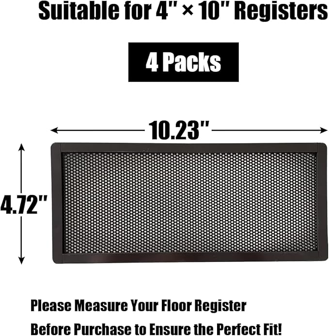 Floor Register Vent Cover- 4"x10" Magnetic Air Vent Screen Mesh Cover, Perfect for Wall/Ceiling/Floor Air Vent Filters (4-Packs) - Image 7
