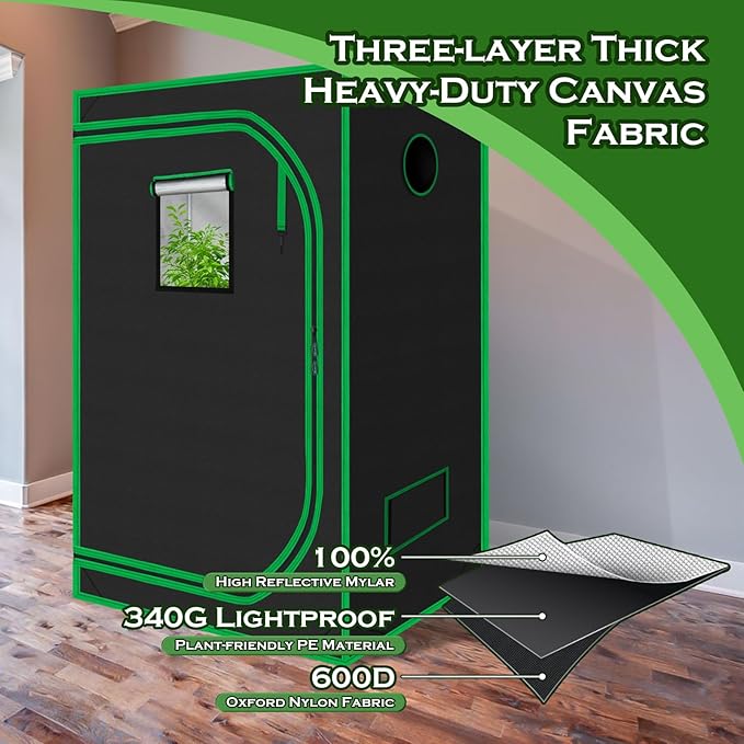Grow Tent for Plants Indoor 48"x48"x78" Mylar Hydroponic Grow Tents Indoor Grow Room for Plant Fruit Flower Veg with Observation Window & Removable Waterproof Floor Tray - Image 5