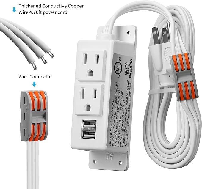 Gun Safe Power Outlet Kit, Briidea Gun Safe Accessory Electrical Outlet with USB for Interior Dehumidifiers and Lights, White - Image 4