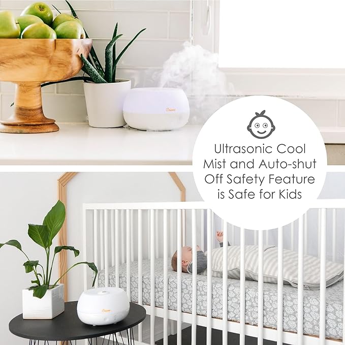 Crane Portable Ultrasonic Travel Humidifier & Aroma Diffuser – 0.2 Gallon Cool Mist, No Filter Required, Optional Essential Oil Tray, Whisper-Quiet for Babies, Travel, & Small Rooms (White) - Image 5