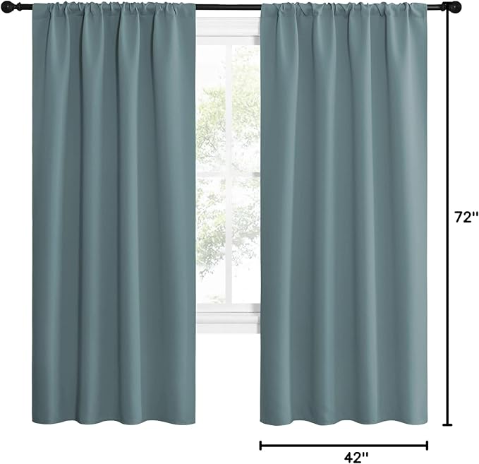 NICETOWN Greyish Blue Blackout Curtains Panels for Window, Thermal Insulated Rod Pocket Blackout Drapes/Draperies for Living Room (2 Panels, W42 x L72 inches) - Image 10
