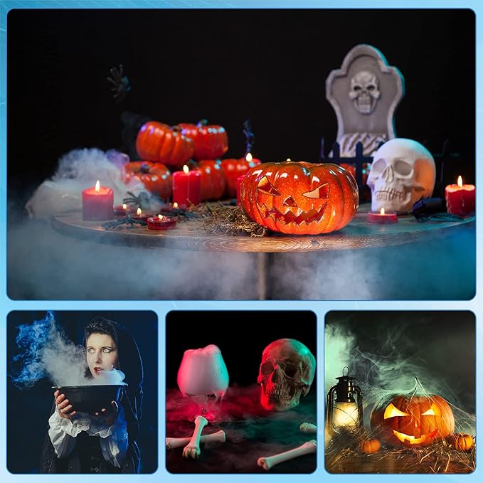 Yaomiao 3 Pcs Halloween Mist Maker Fogger Small Ultrasonic Fog Machine Fountain Mister Fogger Water Garden Pond Foggers Air Humidifier with 12 LED Light Flashes for Halloween (Black) - Image 7