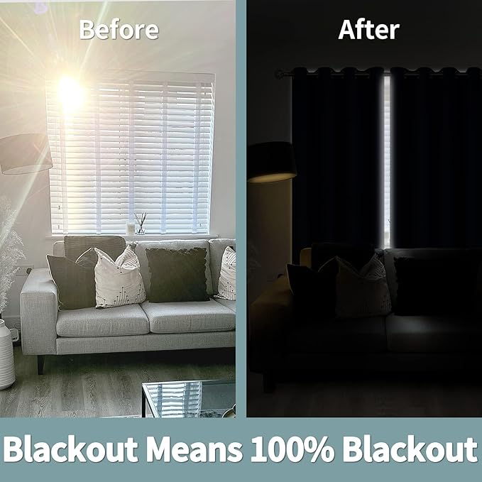 BGment Navy Blue Blackout Curtains 45 Inch Length - Boys Curtains for Bedroom Thermal Insulated Grommet Drapes for Small Window, 2 Panels, Each 42 Inch Wide - Image 3