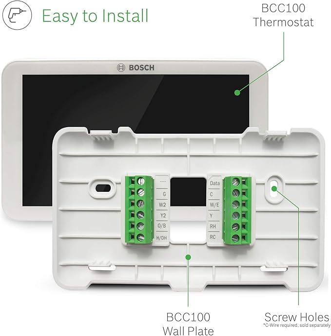 Bosch Large 5-Inch Full-Color Touch Screen Sleek Easy Setup Connected Control Smart Phone Wi-Fi Thermostat for 24V HVAC Systems with Bosch Connected Control App - Image 6