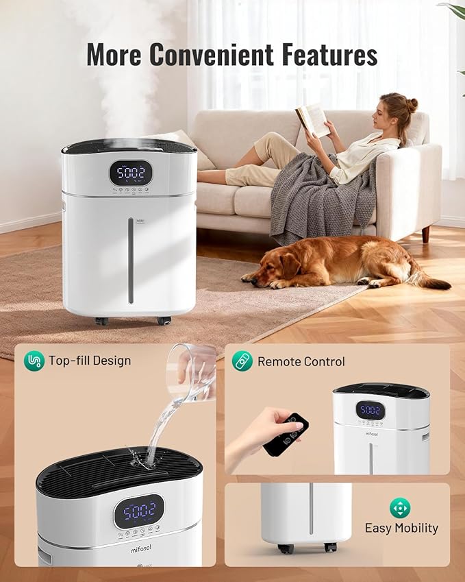 Humidifier Large Room Warm and Cool Mist, 3.2Gal/12L Humidifiers for Home 800 sq ft, Air Humidifiers for Bedroom with Diffuser & Flame Light, Whole House Humidifiers for Nursery Baby Plants, White - Image 8