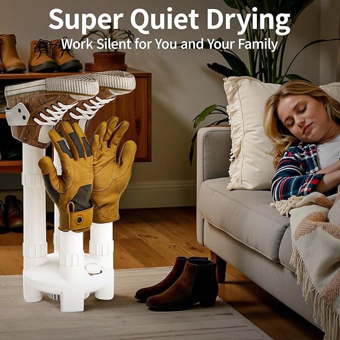 Boot Dryer, Shoe Dryer and Glove Dryer with Timer and Fan, White - Image 6