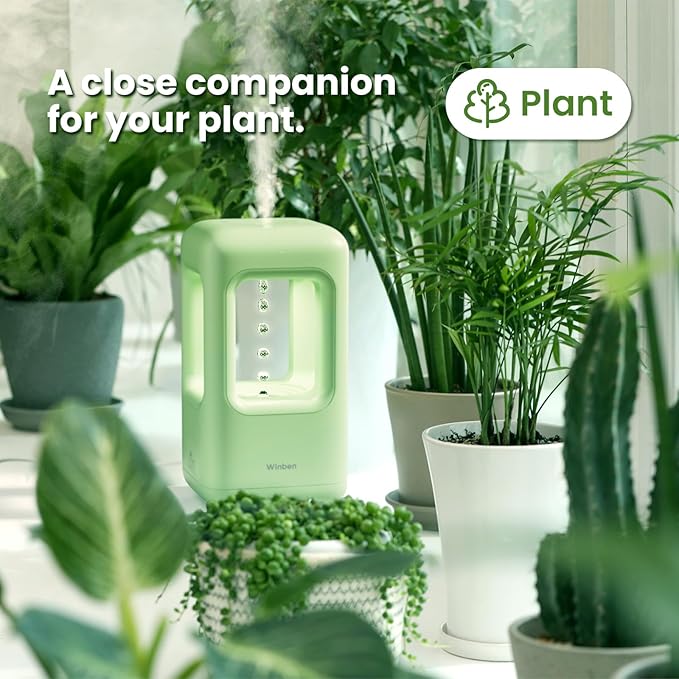 Green Mini Humidifiers for Bedroom & Plants - Small Desktop Humidifier, Portable Cool Mist for Nightstand, Desk, Indoor Plants - Quiet Personal Humidifier (0.6L, Auto Shut-Off) - Image 5