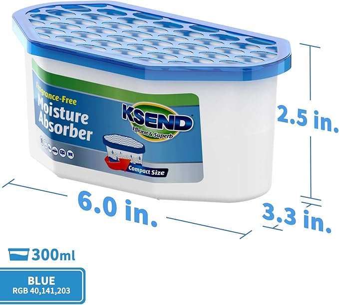 Moisture Absorbers, 12 Pack, Compact Dehumidifier for Closet, Efficient Humidity Absorber Boxes, Moisture Absorber for Closet, Odor Eliminator with Fragrance Free, Blue, 6.4oz, 300ml - Image 2