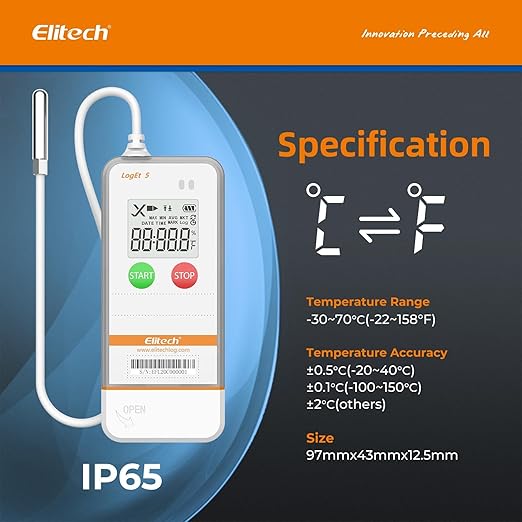 Elitech USB Digital Data Logger with Temperature Humidity External Probe Reusable Recorder with Shadow Data 32000 Points, Auto PDF/CSV Report, for Windows/MacOS, Refrigerator Thermometer LogEt5THE - Image 2