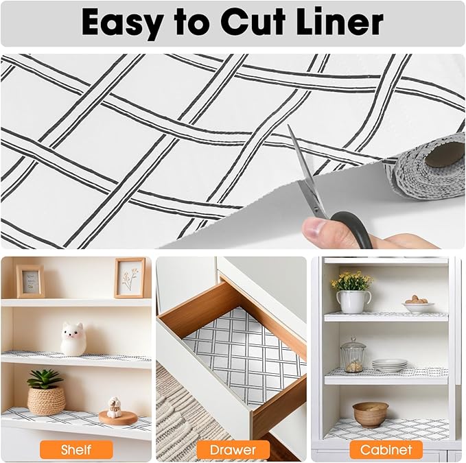Drawer and Shelf Liner for Kitchen Cabinets Non-Adhesive, Non-Slip Cabinet Liner Shelf Paper Strong Grip Waterproof Easy to Clean for Kitchen Shelves Cupboard,Geometric,12IN X 10FT - Image 4