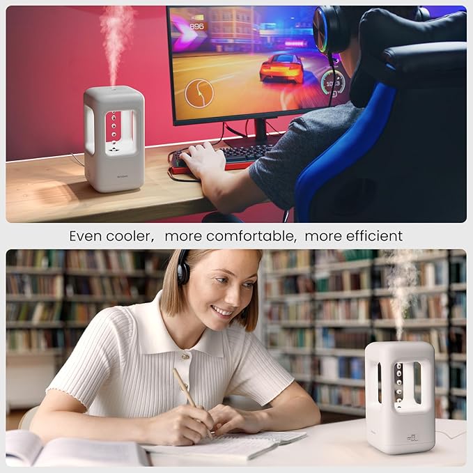 600ml Small Humidifier White - with Anti Gravity Water Flow Visual Effect, Provides Even Humidity for Indoor Plants, Bedroom & Desk, Quiet Portable Operation - Image 7