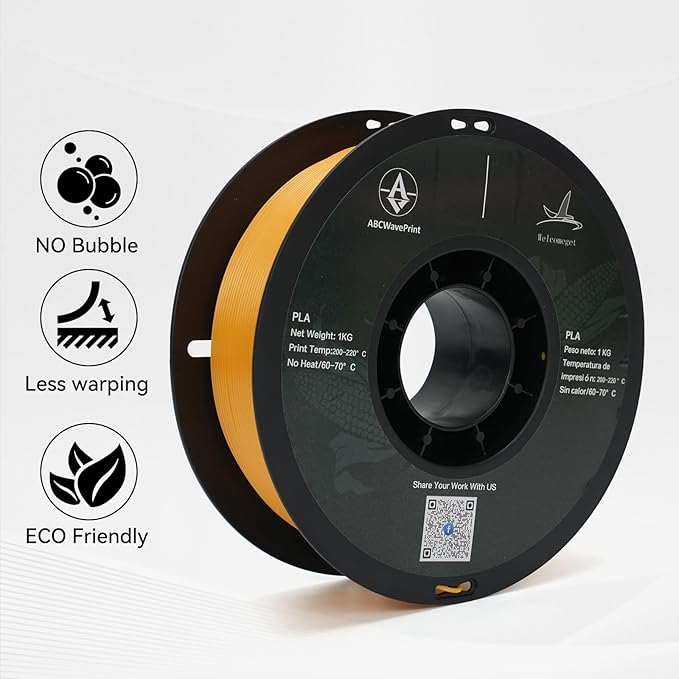 PLA 3D Printer Filament, Dimensional Accuracy +/- 0.02 mm, 1 kg Spool(2.2lbs), 1.75 mm，Orange - Image 5