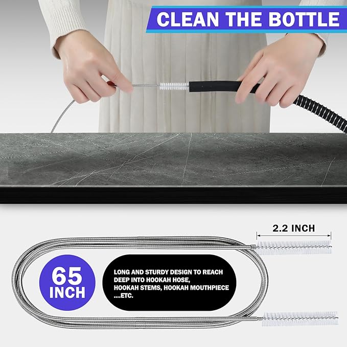 Hookah Brush Cleaning Kit 4 Brushes， Hookah Set | Bottle Cleaner Tube Pipe Cleaner | Premium Cleaning Hookah Accessorie Set | for Cleaning Glass Bases,Hookah Vase Cleaning Set & Hookah Cleaning Set - Image 3