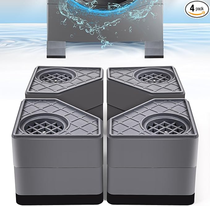 4Pcs Anti Vibration Pads for Washing Machine, Stops Washer Dryer Moving, Prevents Noise, Vibration Transfer, Antivibration Stabilizer Support Feet (Increase3.14in) by CUISIBOT