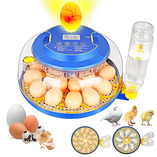 Automatic Egg Incubator with Auto-Turning & Humidity Control, 18 Eggs Capacity with Dual Egg Trays - Hatcher for Chicken, Duck, Quail Eggs, Huevos, Poultry Breeding Equipment by Unknown