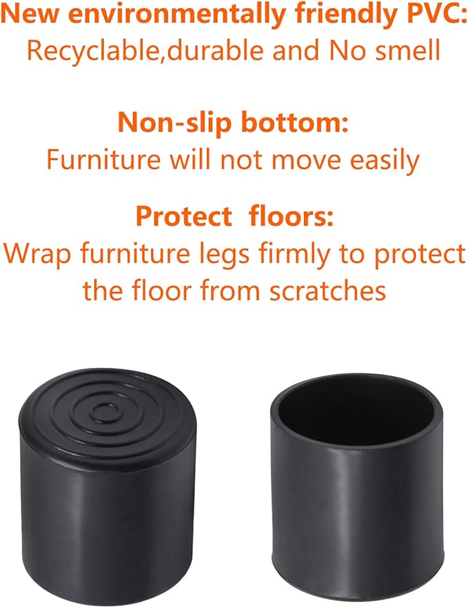20Pcs Round Rubber Furniture Leg Caps 1-1/4"/32mm Vinyl Flexible Chair Leg Floor Protectors/Covers Plastic End Caps for Patio/Indoor Furniture Leg Caps Railing (Black) - Image 5