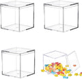 Acrylic box with Lid 4 Pack Small Clear Acrylic Square Cube Plastic Storage Box 1.77x1.77x1.77Inch/45X45X45mm for Birthday Valentine's Day Party Favor Acrylic Candy Jewelry Box by LOVPLAY
