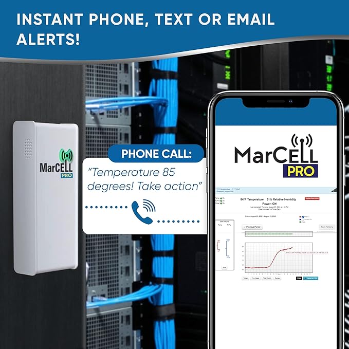 MarCELL PRO - Professional Level Remote Temperature, Humidity & Power Monitor - No WiFi Needed (Uses AT&T Network) - RV, Network Room, Freezer, Home - Instant Phone Call Alerts - Made in The USA - Image 4