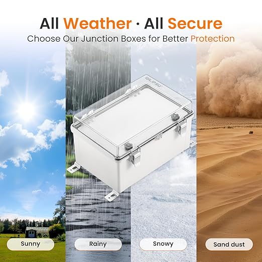 QILIPSU Waterproof Junction Box IP67 Outdoor Plastic Electrical Project Enclosure Weatherproof with Inner Door, Mounting Plate, Wall Brackets, Hinged Clear Cover 11.8"x7.9"x6.7" CC-D - Image 7