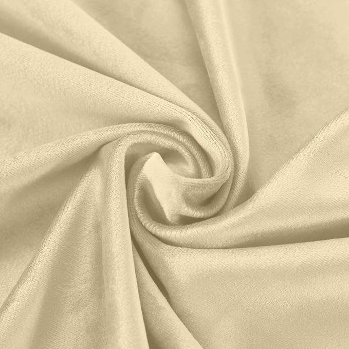 ChadMade Blackout Lined Premium Velvet Curtain Cream 50Wx120L Inch (1 Panel), Eyelet Grommet for Livingroom Bedroom Theater Studio, Leon Collection - Image 6