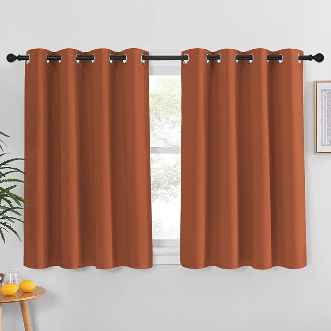 NICETOWN Blackout Burnt Orange Curtain for Girls Bedroom - Solid Grommet Sound & Light Reducing Room Darkening Window Treatment Thermal Drape for Cafe/Kids Room (1 Panel, W52 x L45) by NICETOWN