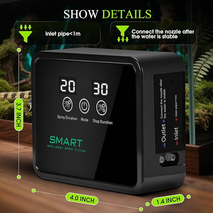 Automatic Reptile Mister for Reptile Tank Smart Reptiles Mister System with Timer 360° Nozzles,Slient Terrarium Misting System Humidifier for Chameleons,Snakes,Frogs Smart Spray Control - Image 7