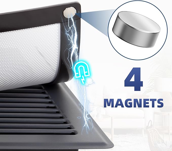 Magnetic Vent Covers - 5" x 11" Vent Screen Mesh Covers for Floor, Wall and Ceiling Registers of Width 5" to 6", Length 11" to 12", Strong Magnetic Floor Vent Covers, Non Peeling - White - Image 3