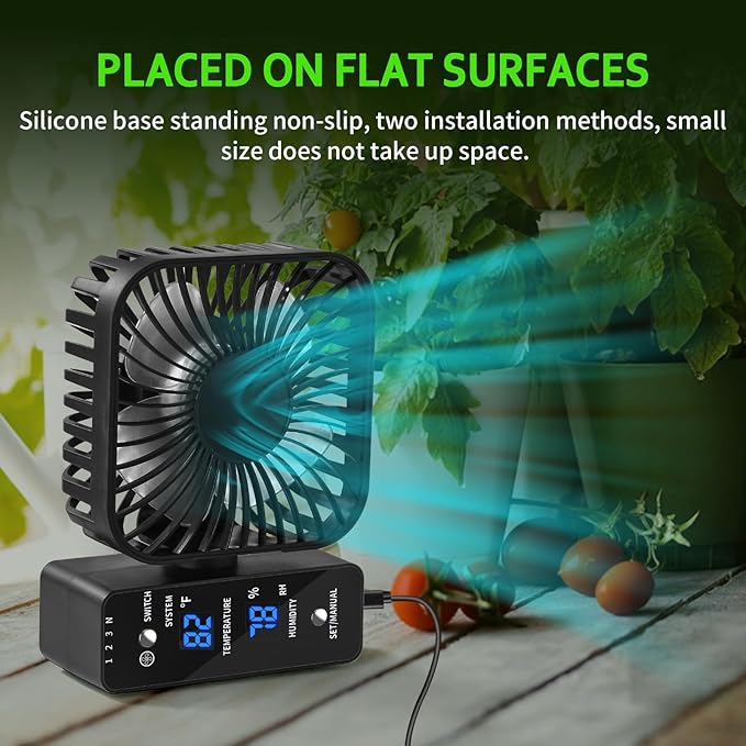 4" Grow Tent Fan with Auto Humidity Control | Quiet Oscillating Ventilation, Real-Time Temp & Humidity Monitoring for Hydroponics, Greenhouses & Indoor Gardens - Image 5