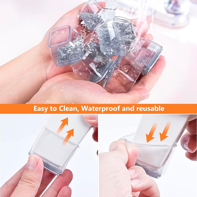 36pcs Square Chair Leg Floor Protectors, Felt Furniture Pads for Hardwood Floors, Silicone Chair Leg Covers to Protect Wood Tile Floors, Floor Protectors for Chairs, Not Fall Off, Clear, X-Small - Image 7