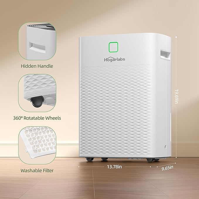 100 Pints Dehumidifier for Basement Home, Smart Silent Dehumidifier with Drain Hose, 1.32 Gal Water Tank, Intelligent Humidity Control, 24H Timer, for Large Room Bathroom Bedroom - Image 8